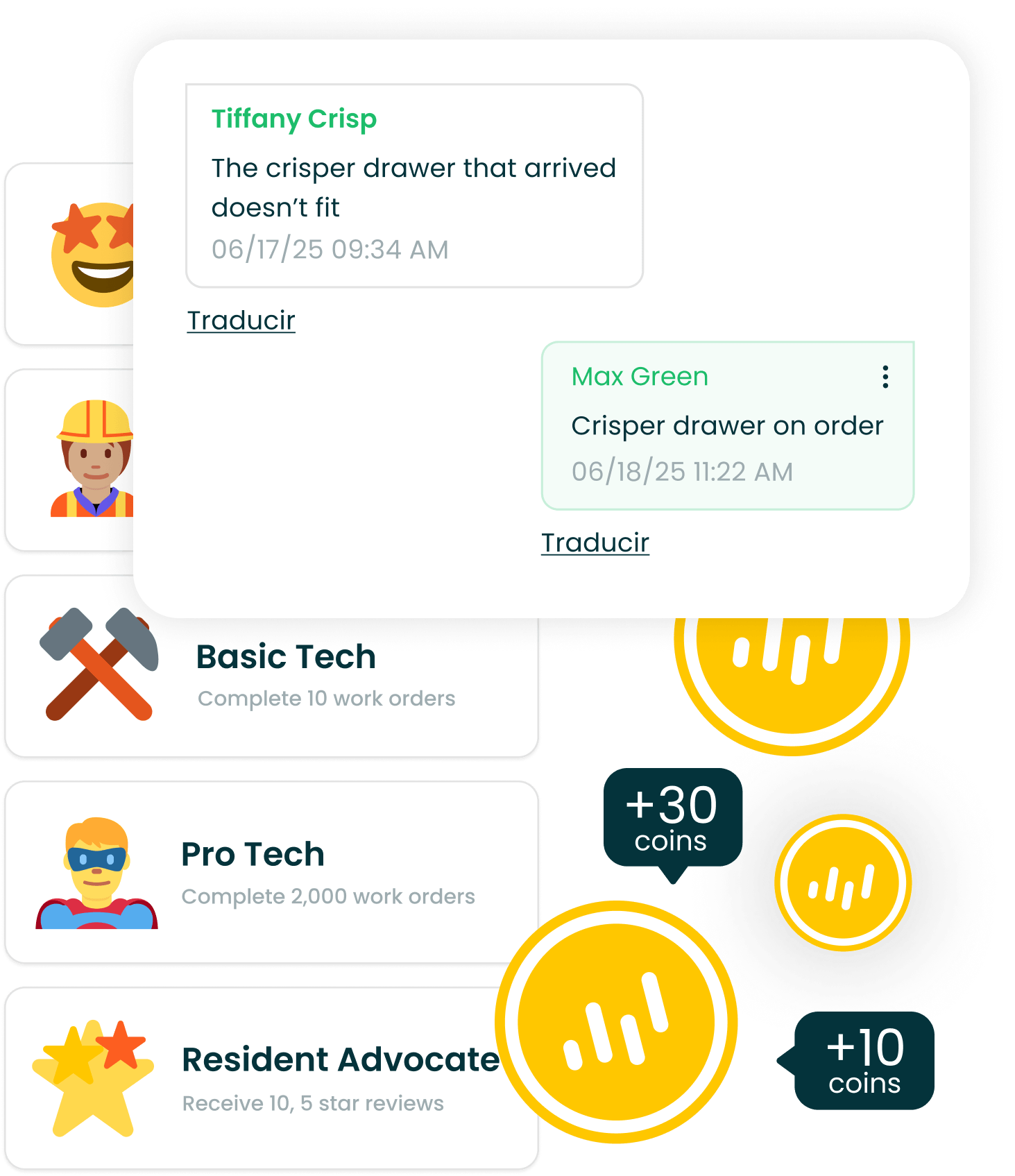 screenshot of our technician performance badges