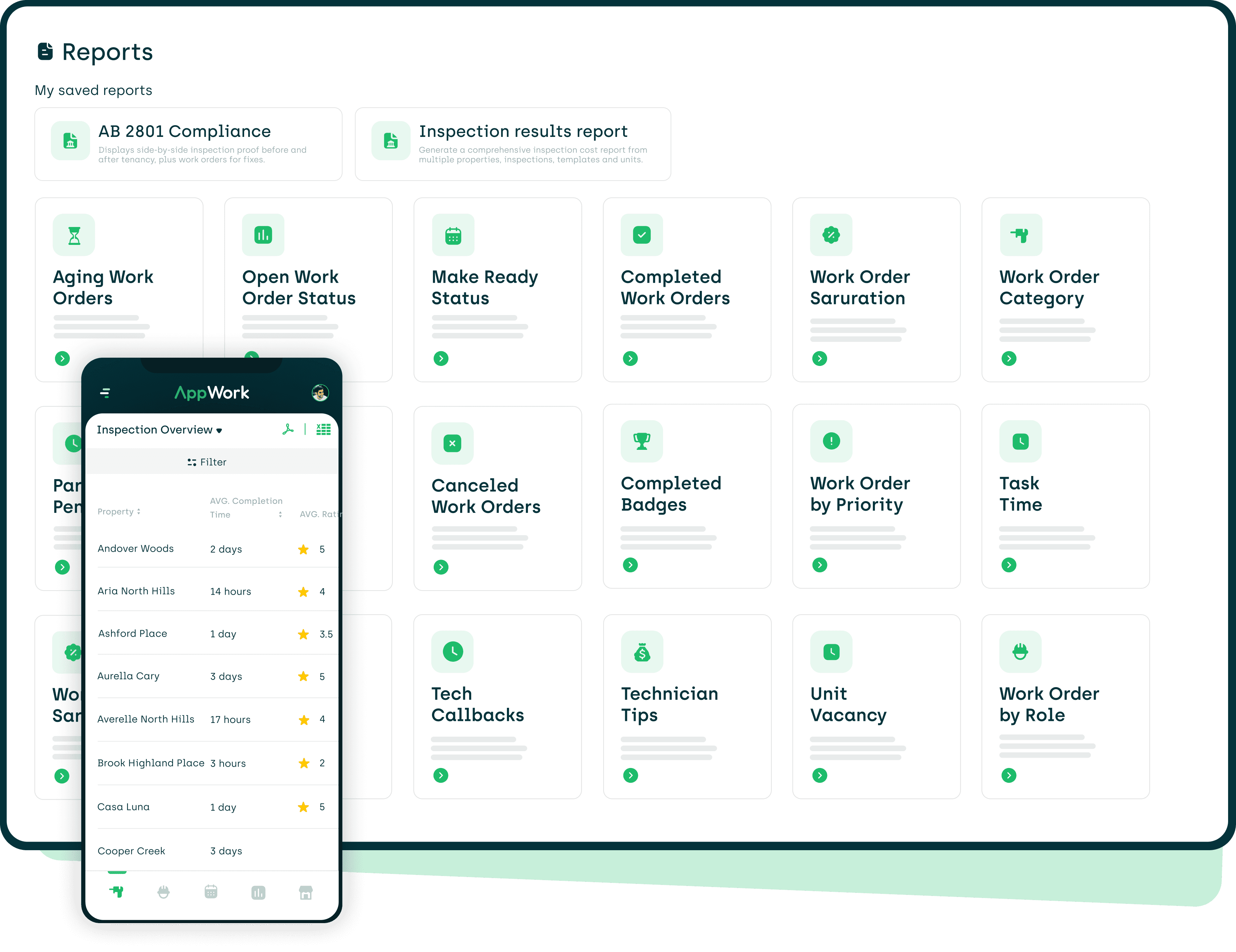 AppWorks reports module on a desktop and mobile device