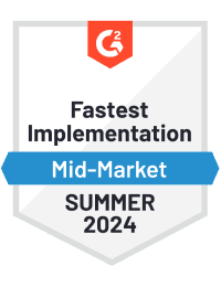 AppWorks G2 Summer 2024 badge for Property Management Fastest Implementation Mid-Market Go Live Time