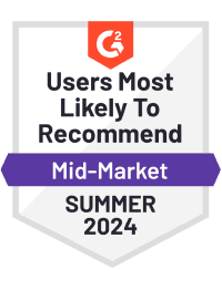 AppWorks G2 Summer 2024 badge for Property Management Users Most Likely To Recommend Mid-Market Nps